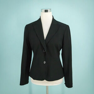 Lafayette 148 Size 6 Black Collared Button Lined Wool Career Work Blazer Jacket